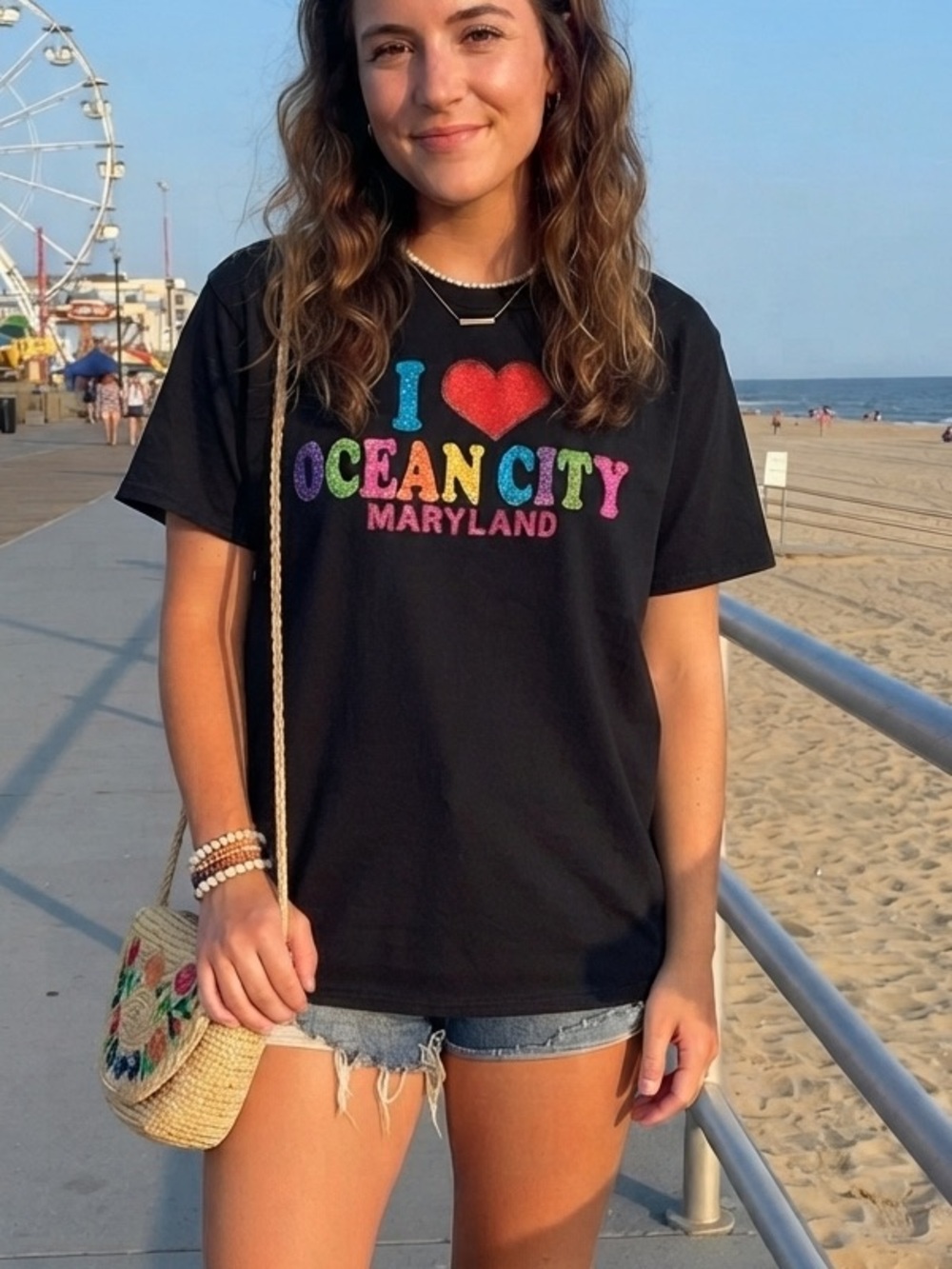Goldman women’s t shirt size XL 100% cotton I love ocean city Maryland